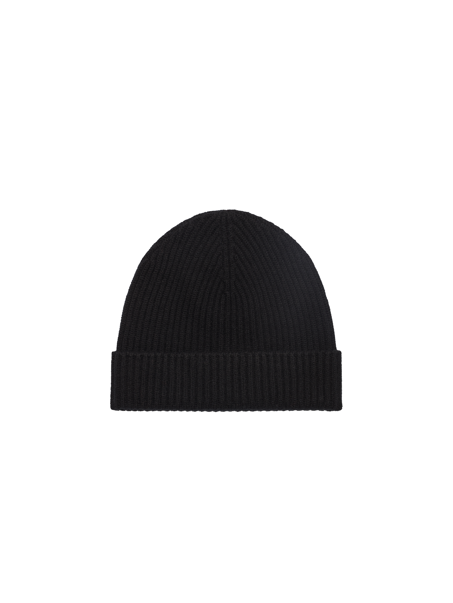 Cashmere Ribbed Beanie—black