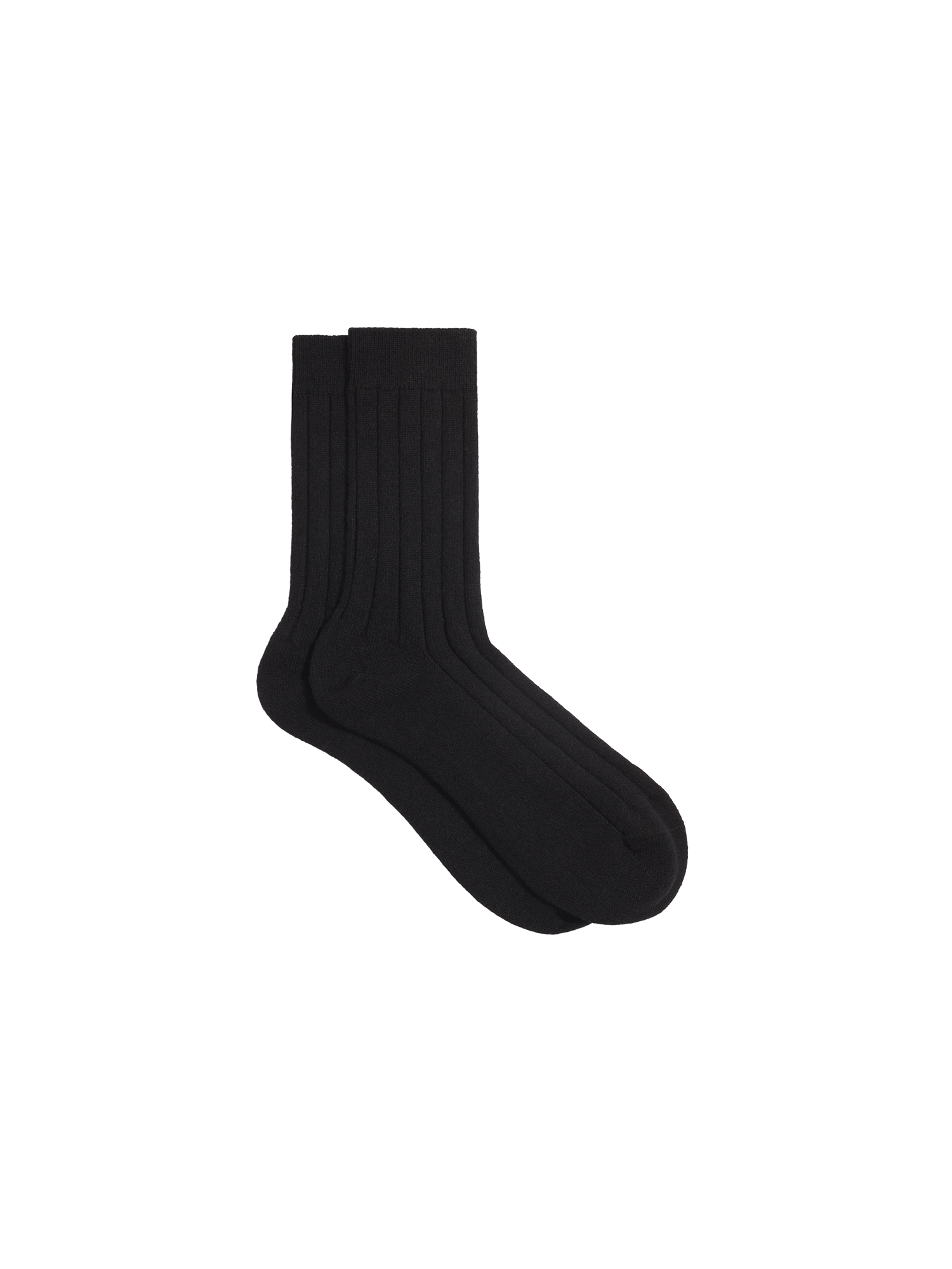 Cashmere Ribbed Socks—black