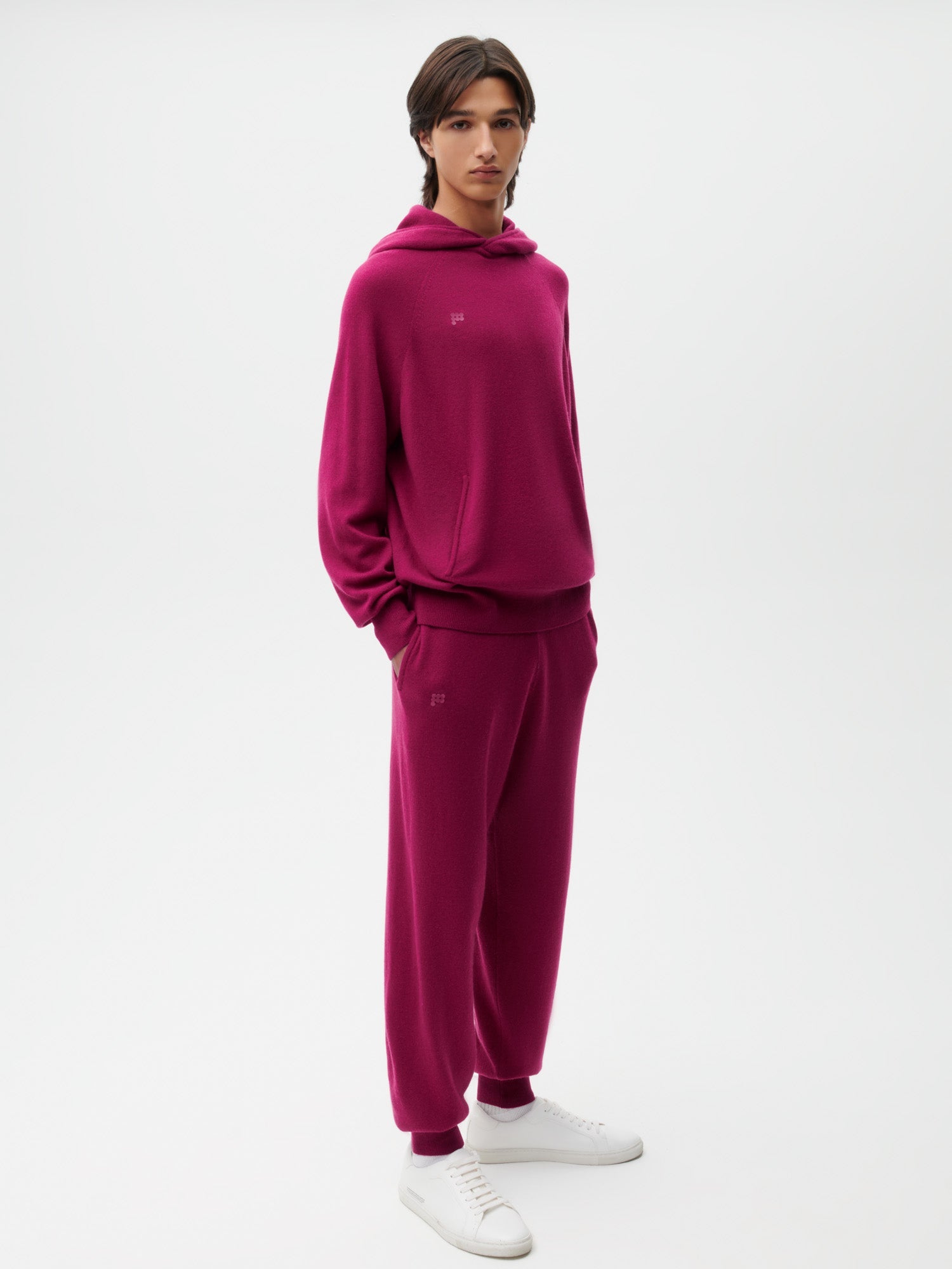 Recycled Cashmere Track Pants—plum purple male