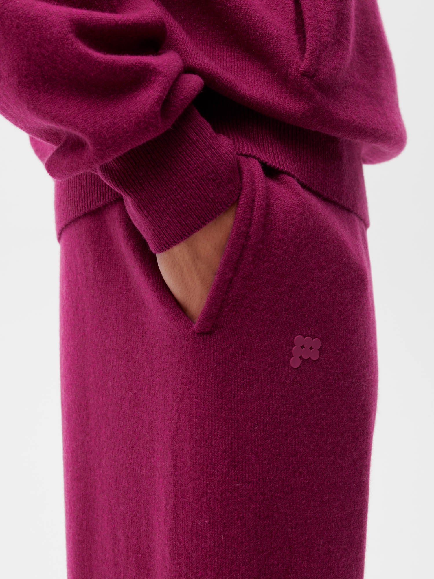 Recycled Cashmere Track Pants—plum purple male