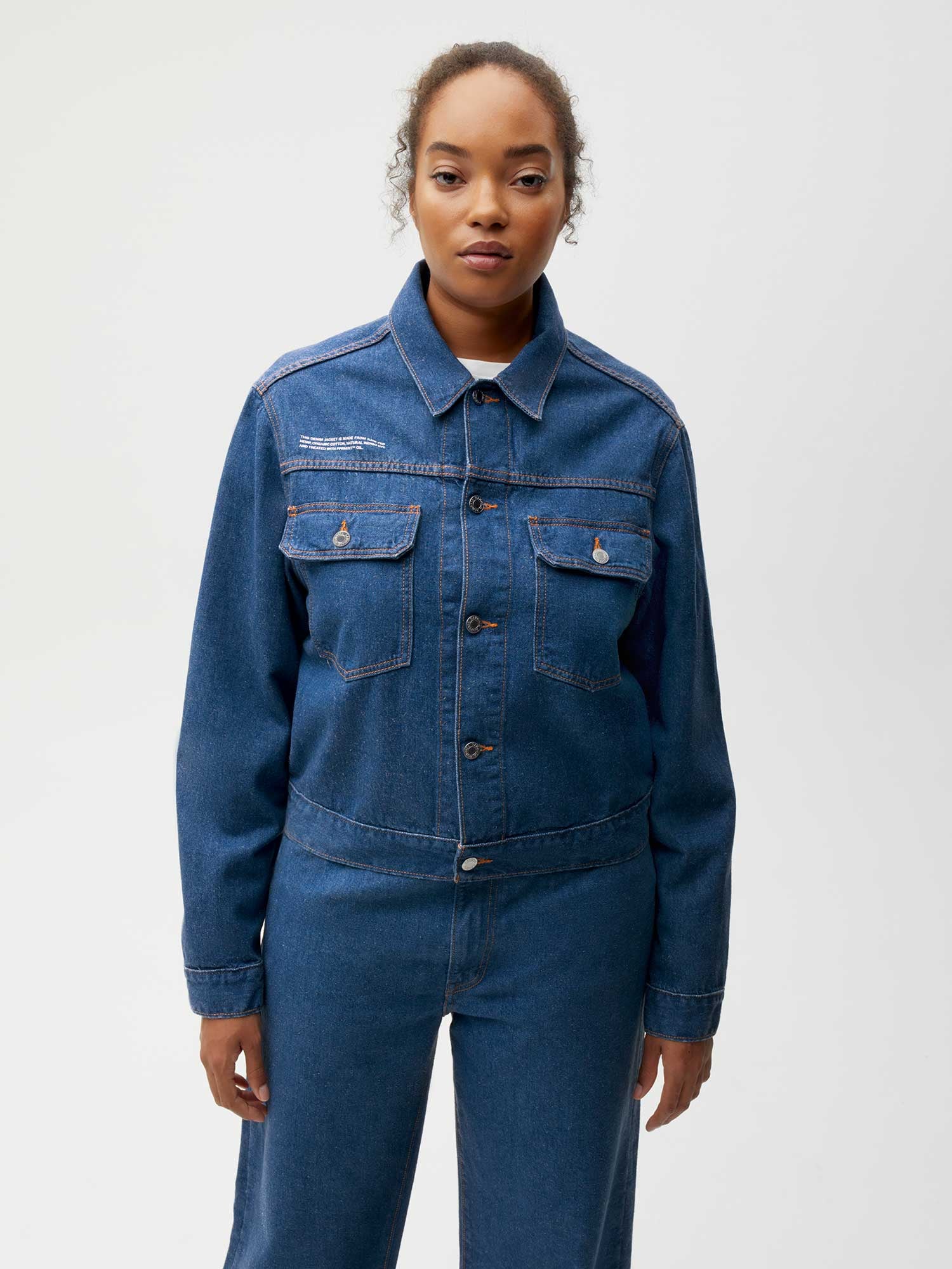 Hemp Cropped Jacket Mid Wash Female W