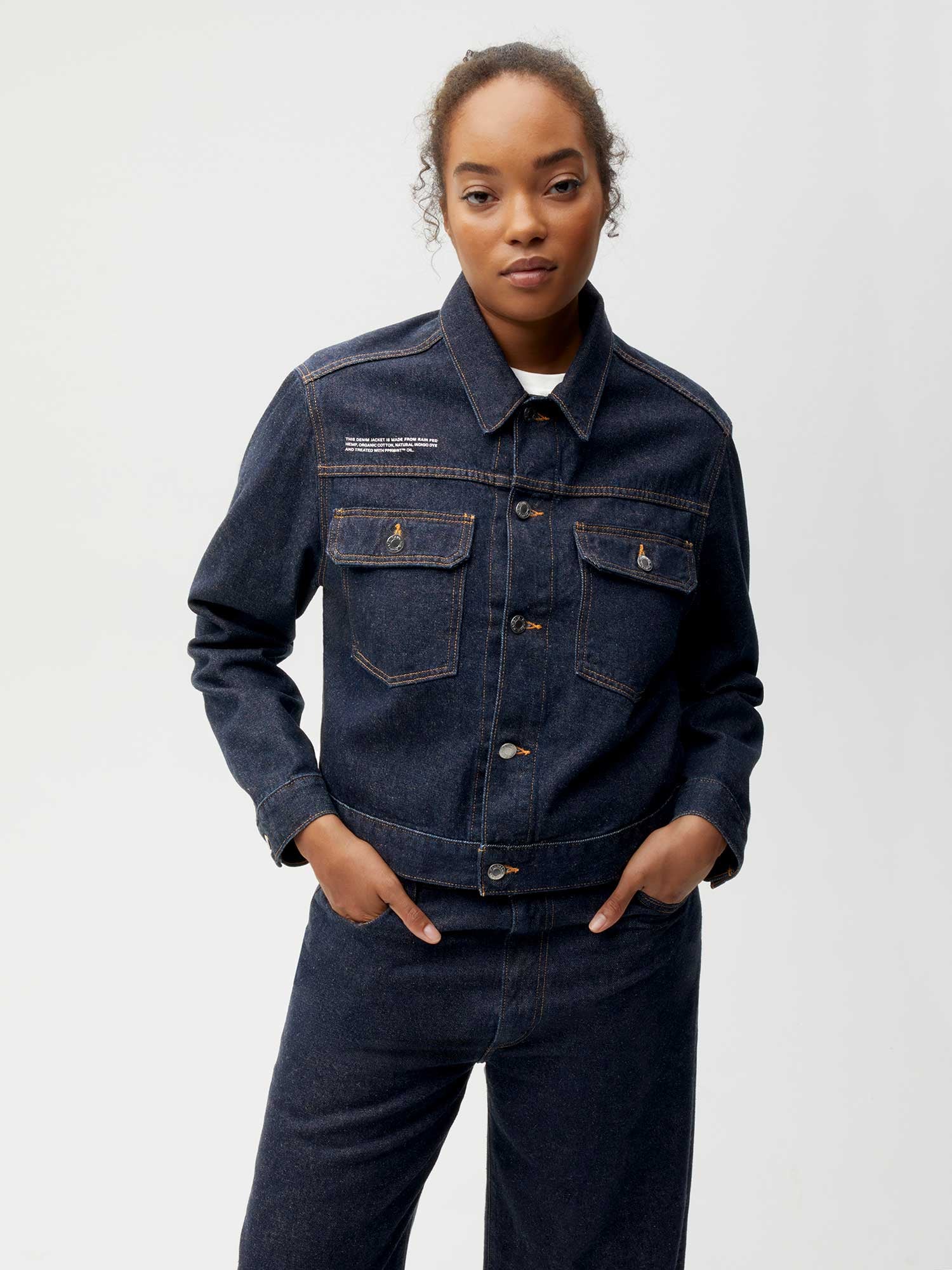 Hemp Cropped Jacket Rinse Wash Female W