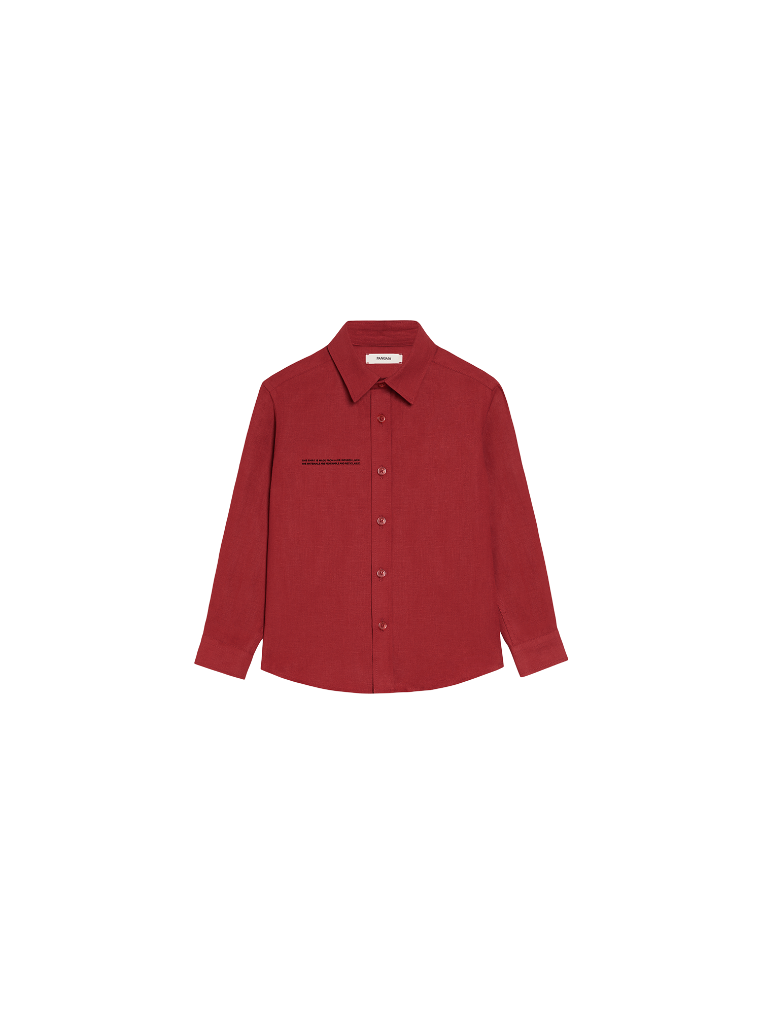 Kids Aloe Linen Long Sleeve Shirt—cranberry red-packshot-3