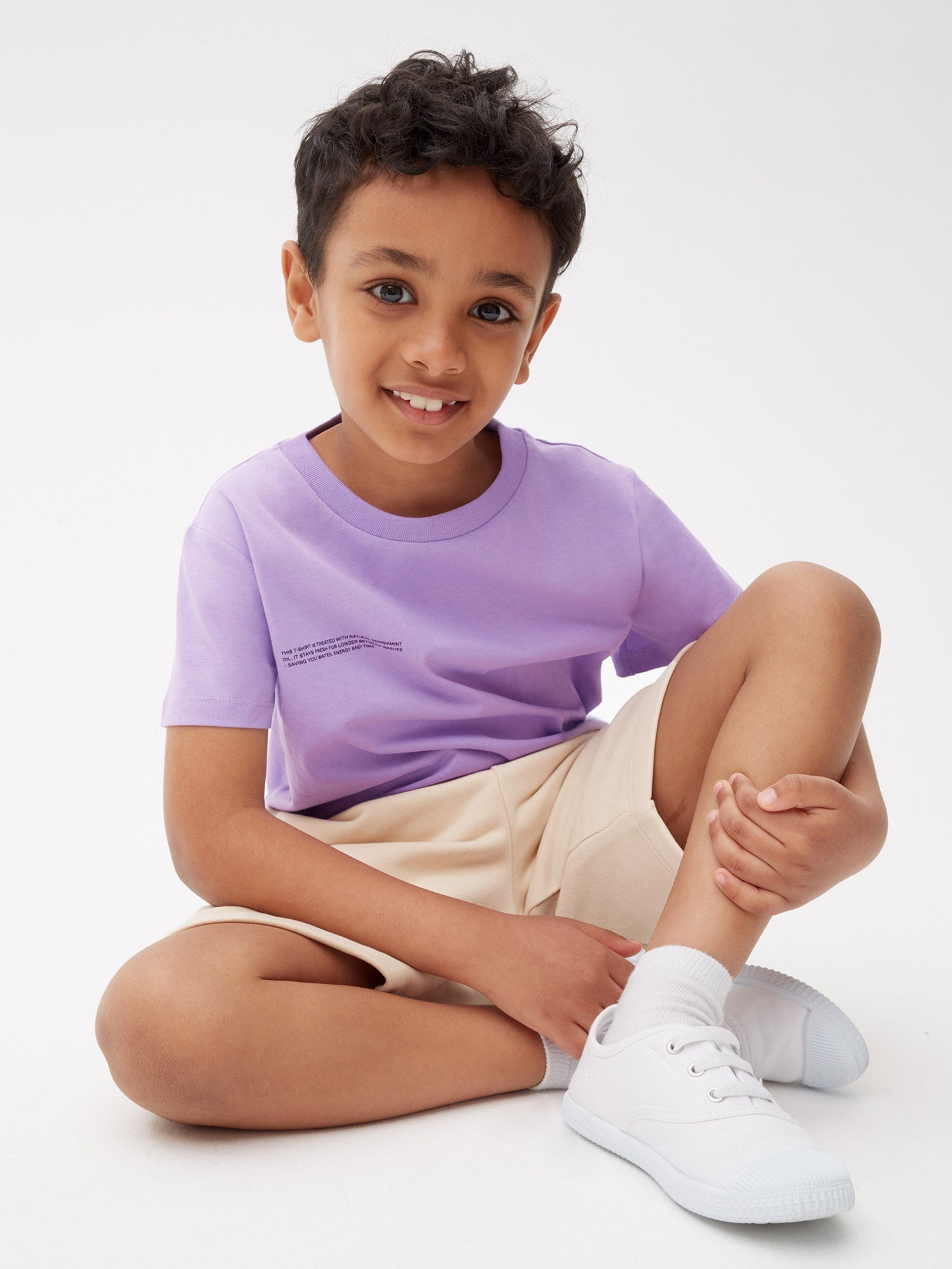 Kids Organic Cotton Long Shorts Sand