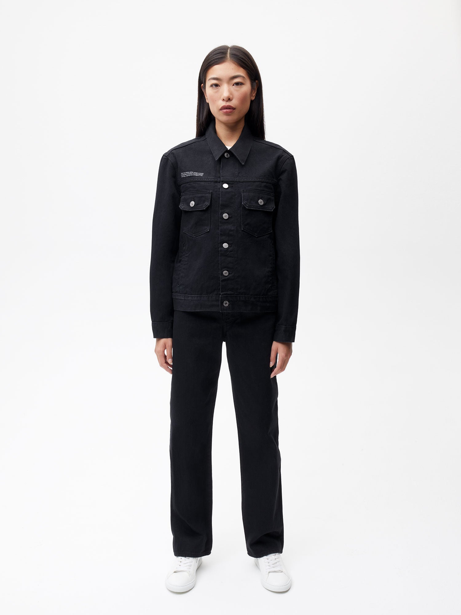 Women Nettle Denim High-Rise Jeans—black 