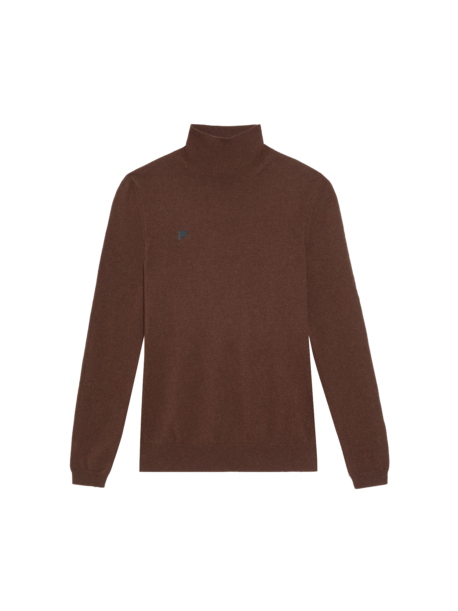 Women Recycled Cashmere Fitted Turtleneck Top‚Äîchestnut brown-packshot-3